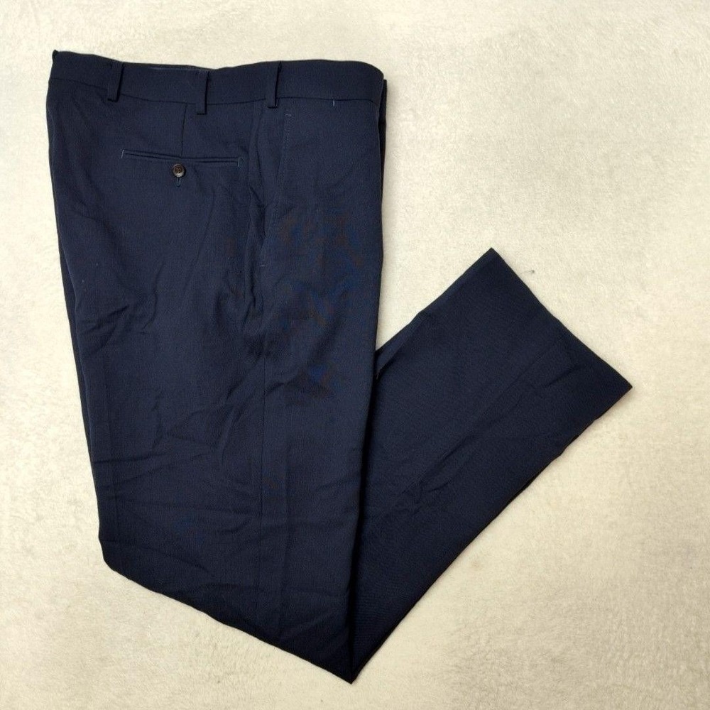Suitsupply Pants Mens 38x32 Blue Traveller Brescia‎ Flat Wool Dress Slacks Suit
